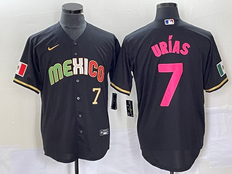 Men 2023 World Cub Mexico #7 Urias Black pink Nike MLB Jersey10->more jerseys->MLB Jersey